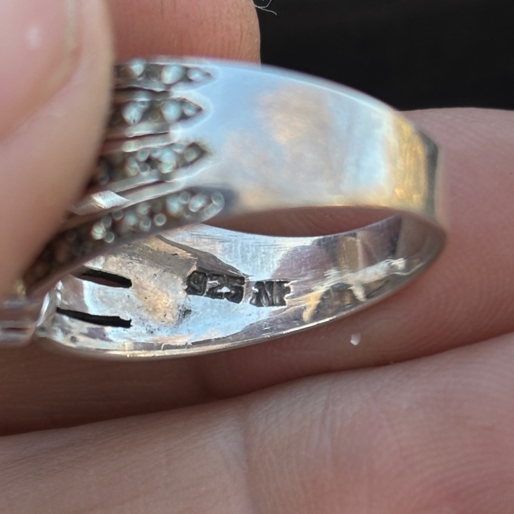 925 ring with blue topaz & marcasite ring - Picture 5 of 8
